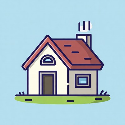 Cartoon House with Chimney