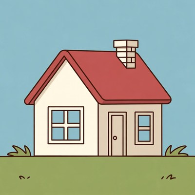 Cartoon house with red roof