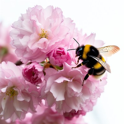 Bumblebee on pink flowers