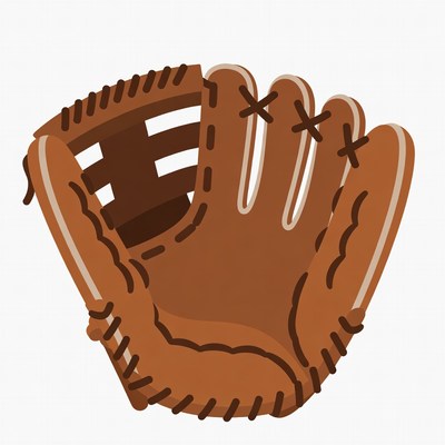 Brown baseball glove illustration