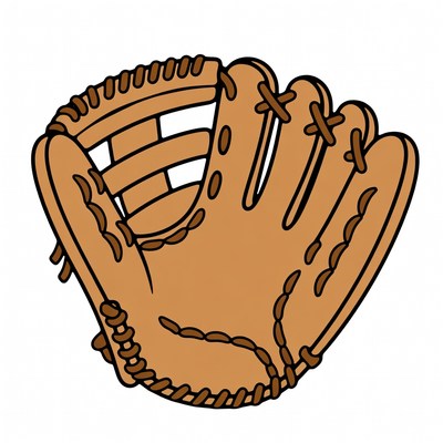 Brown baseball glove illustration