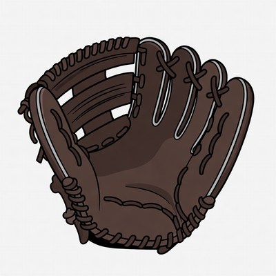 Brown baseball glove illustration