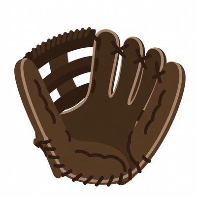 Brown baseball glove illustration