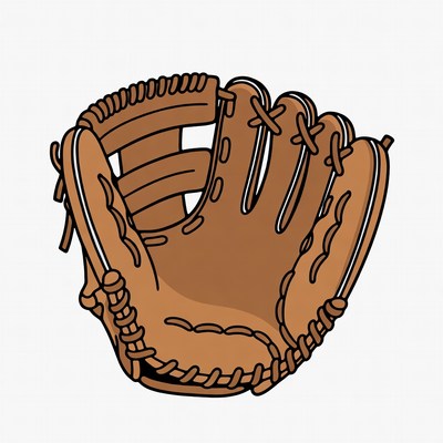 Brown baseball glove illustration