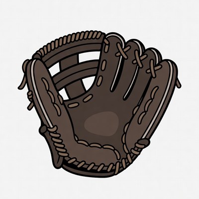 Brown baseball glove illustration