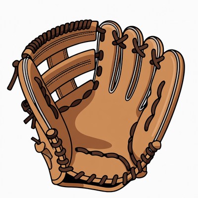 Brown baseball glove illustration