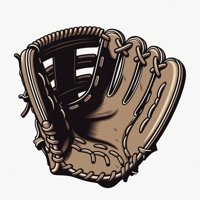 Brown baseball glove illustration