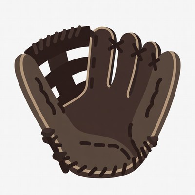 Brown Baseball Glove Illustration