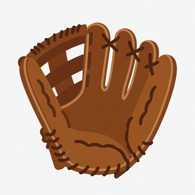 Brown baseball glove illustration