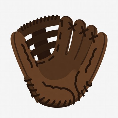 Brown baseball glove illustration