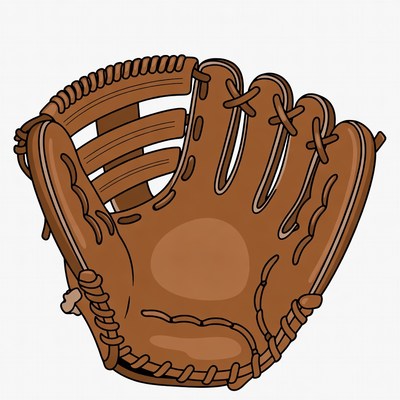 Brown baseball glove illustration