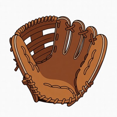 Brown baseball glove illustration