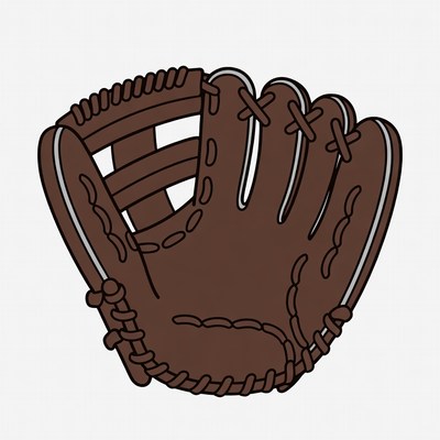 Brown Baseball Glove Illustration