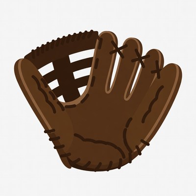 Brown Baseball Glove Illustration