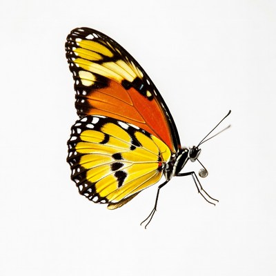 Yellow Butterfly on White Background