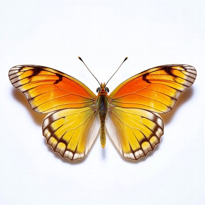 Orange butterfly on white background