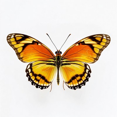 Orange Tiger Butterfly on White Background