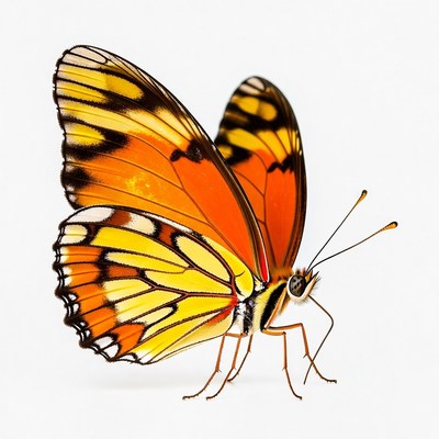 Orange Black Butterfly on White Background