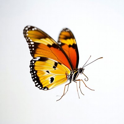 Orange Black Butterfly on White Background