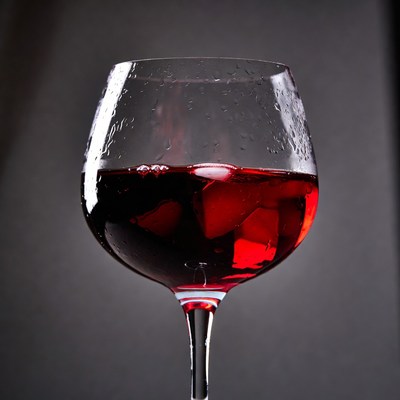Red Wine with Ice Cubes