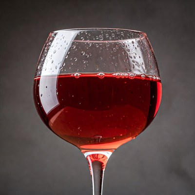 Red Wine Glass with Condensation
