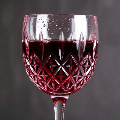 Red wine in cut glass goblet