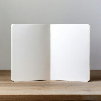 Open Blank Notebook on Wooden Table