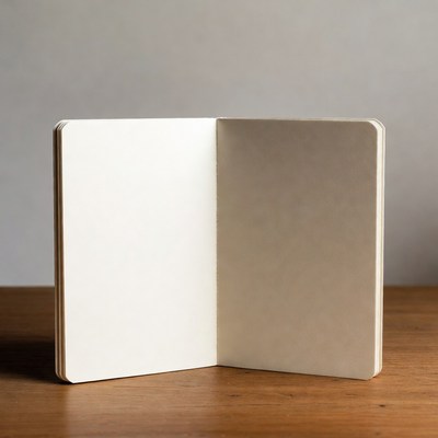 Open Blank Notebook on Wooden Table