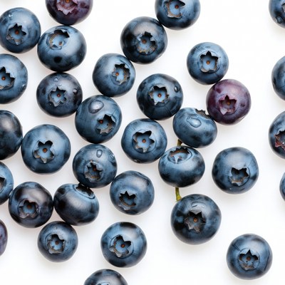 Fresh Blueberries on White Background