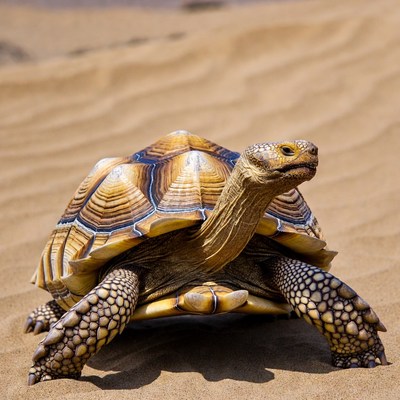 Radiated tortoise on sand