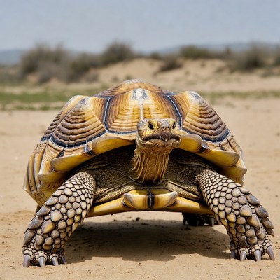 Sulcata Tortoise in Desert