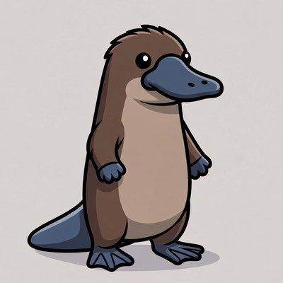 Cute cartoon platypus standing