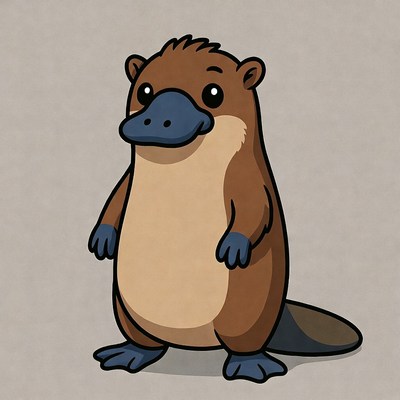 Cute cartoon platypus standing