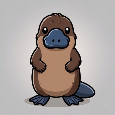 Cute cartoon platypus standing