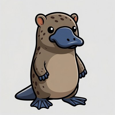 Cute cartoon platypus standing