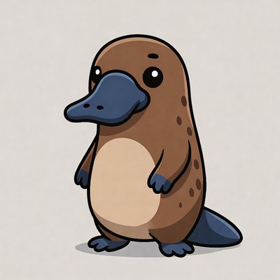 Cute cartoon platypus standing