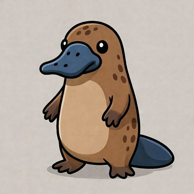 Cute cartoon platypus standing