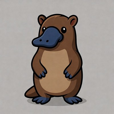 Cute cartoon platypus standing