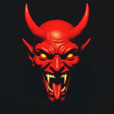 Red Demon Head Roaring