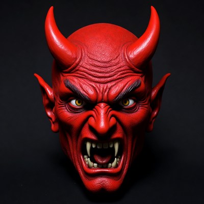 Red Devil Mask with Horns
