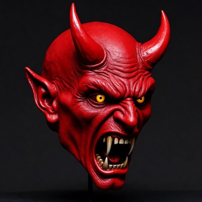 Red Demon Head Roaring