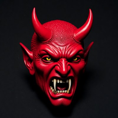 Red Demon Mask with Horns