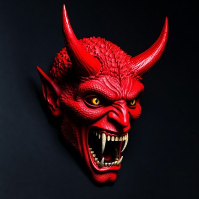 Red Demon Head Sculpture