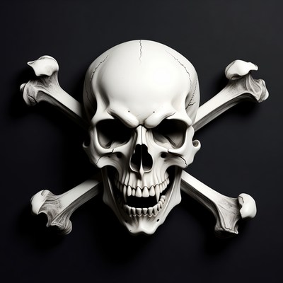 White Skull and Crossbones on Black