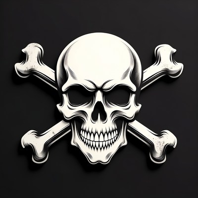 White Skull and Crossbones Symbol