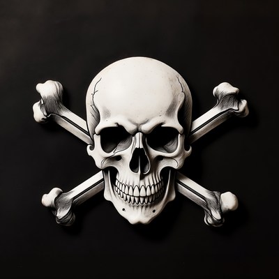 White Skull and Crossbones Symbol