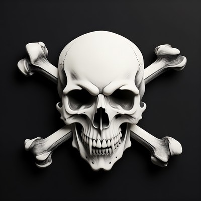 White Skull and Crossbones on Black