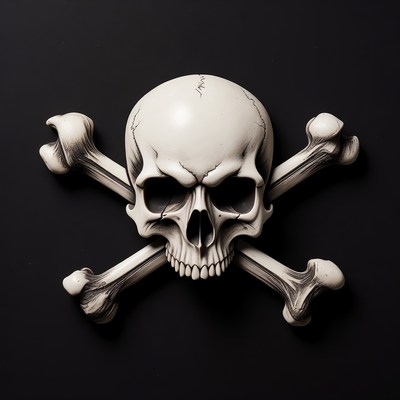 White Skull and Crossbones Symbol