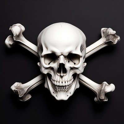 White Skull and Crossbones on Black