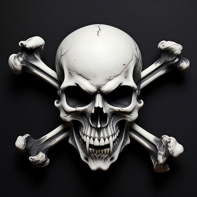 White Skull and Crossbones Symbol